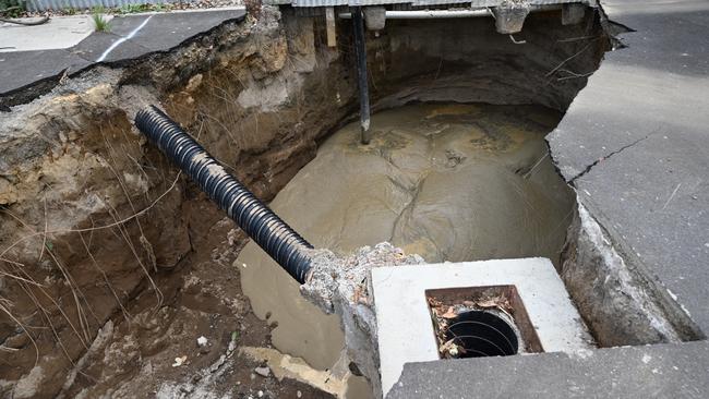 Works have begun to fill a sinkhole located between a busy street and popular walkway in Mount Gambier. Picture: Supplied