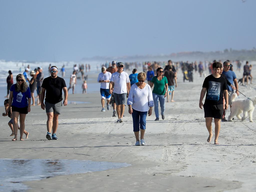 Crowded Jacksonville Beach, Florida. Jacksonville Mayor Lenny Curry announced Thursday that Duval County's beaches would open at 5pm. Picture: Getty Images/AFP