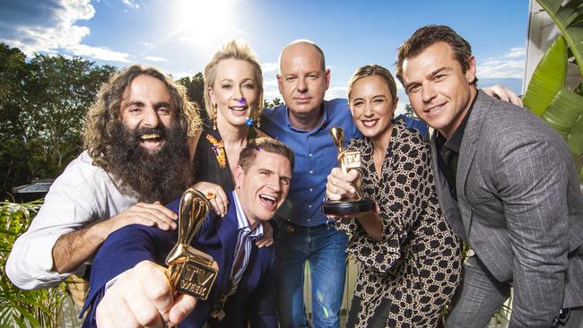 2019 Gold Logie nominees Costa Georgiadis, Amanda Keller, Sam Mac, Tom Gleeson, Eve Morey and Rodger Corser. Missing is Waleed Aly.