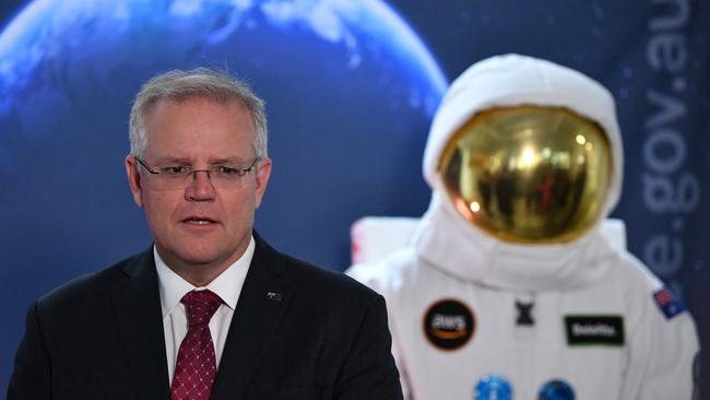 Prime Minister Scott Morrison during the opening of the new Australian Space Agency at Lot Fourteen in Adelaide. Picture: AAP