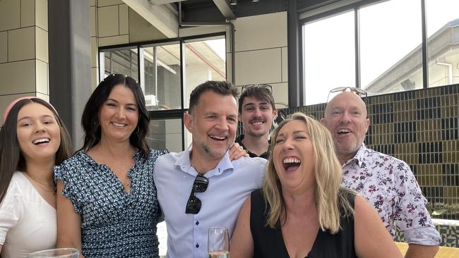 Mya, Gena and Paul Newrick, Bradley Matthews, Lynne Stuart and Dallas Woods celebrate Melbourne Cup and Paul Newrick's 50th birthday at Wenty Leagues.