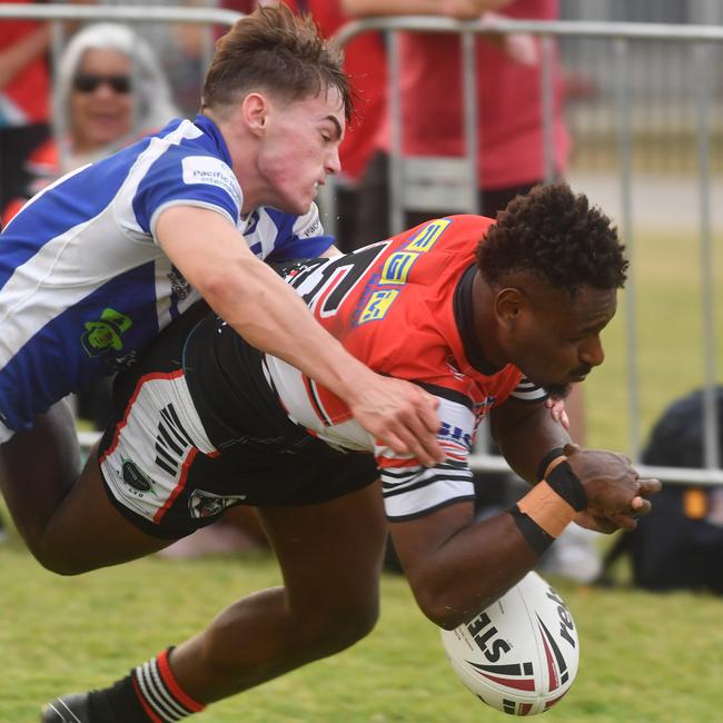 Aaron Payne Cup. Ignatius Park College against Kirwan High at Kirwan High. Almost a try. Picture: Evan Morgan