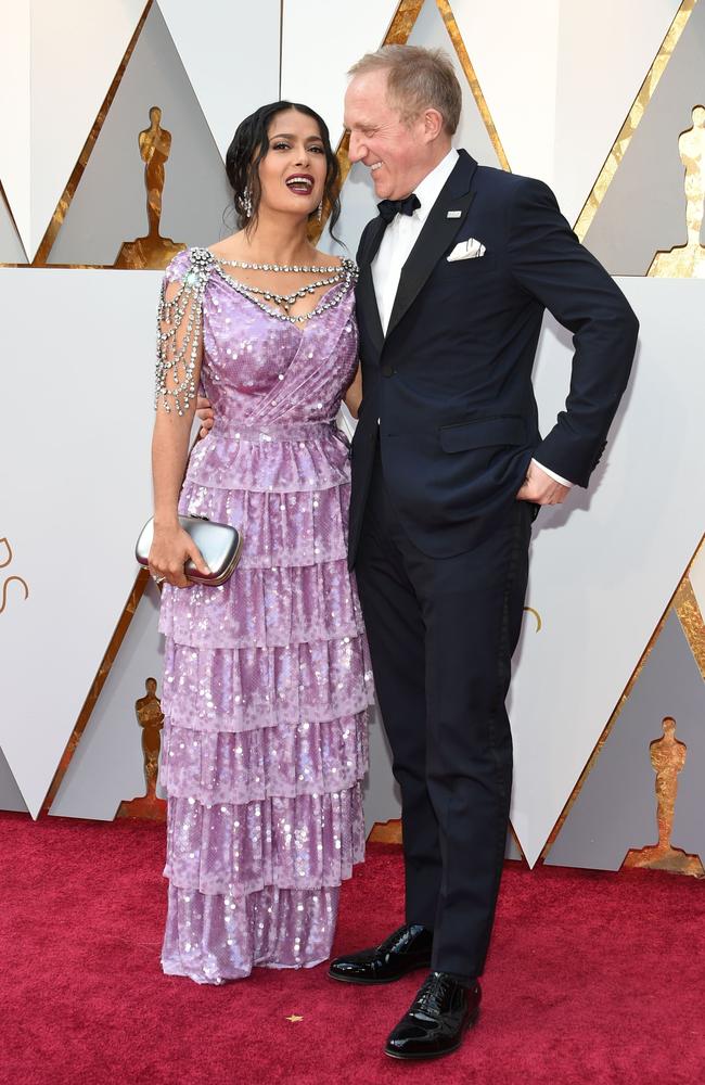 Salma Hayek and Francois-Henri Pinault attends the 90th Annual Academy Awards on March 4, 2018 in Hollywood, California. Picture: AFP