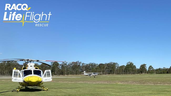 The Sunshine Coast-based RACQ LifeFlight Rescue helicopter landed in Scenic Rim after a woman