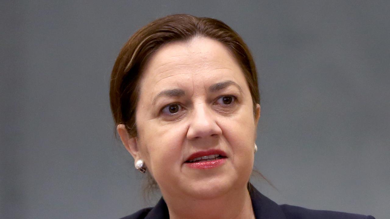 Annastacia Palaszczuk speaking at parliament. Picture: Steve Pohlner