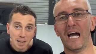 Culture Kings founder Simon Beard and his friend Emil Juresic laugh off the $500 million loss. Picture: TikTok