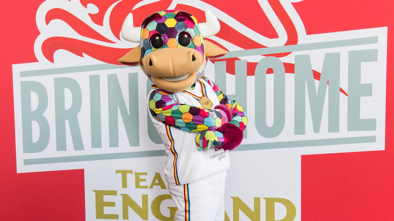Perry the bull is Birmingham’s new mascot. (Photo by Nick England/Getty Images for Birmingham 2022 Queen's Baton Relay)