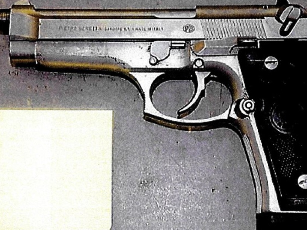 The 9mm Beretta used by Sultani to carry out the Pasquale Barbaro murder. Picture: Supplied.