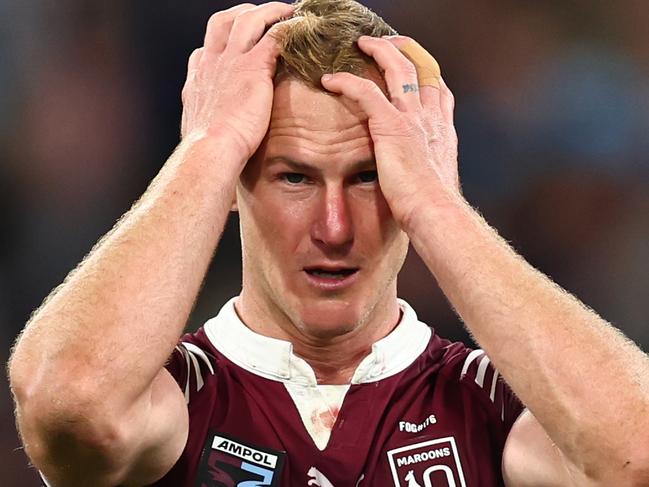 MELBOURNE, AUSTRALIA - JUNE 26: Daly Cherry-Evans of the Maroons reacts at full-time following game two of the men's State of Origin series between New South Wales Blues and Queensland Maroons at the Melbourne Cricket Ground on June 26, 2024 in Melbourne, Australia. (Photo by Quinn Rooney/Getty Images)