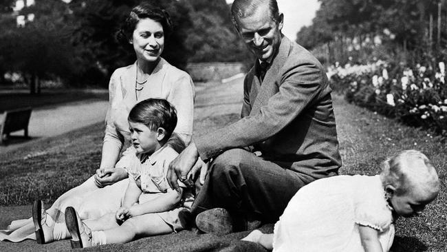 Elizabeth and Philip with Charles and Anne. Picture: AFP.