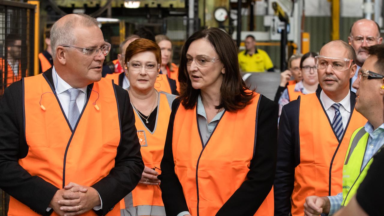 Prime Minister Scott Morrison visits Rheem in electorate of Parramatta with Josh Frydenberg MP,Senator Marise Payne,Ben Morton MP,Ms Maria Kovacic, Liberal Candidate for ParramattaChris Taylor CEO of Rheem AustraliaSteve McRae, Operations Manager, Rheem AustraliaGareth Jennings, General Manager of Rheem AustraliaPicture: Jason Edwards