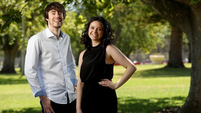 Year 12 Governor of SA Commendation recipients Ben Fitzgerald and Cassandra Larobina at Victoria Park. Picture: Calum Robertson