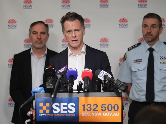 NSW Premier Chris Minns addresses the media from the RFS HeadQuarters in Sydney. Picture: Christian Gilles / NewsWire