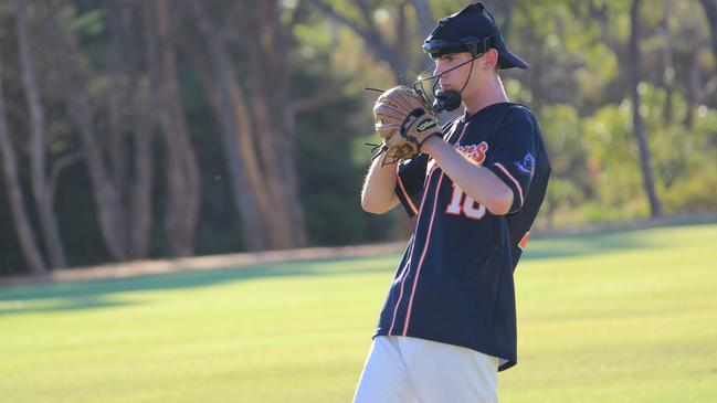 Rhys Locke prepping for a pitch. Picture: Supplied