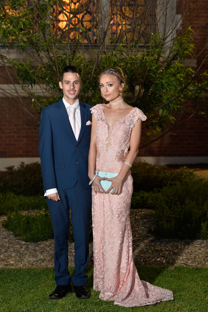 Chris McCumstie partners graduate Chloe Kerslake to Toowoomba Flexi School formal at Empire Theatres, Thursday, November 9, 2017. Picture: Kevin Farmer