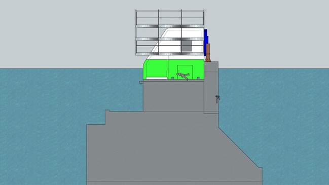 A graphical representation of how the wave generator is positioned on the sea bed.