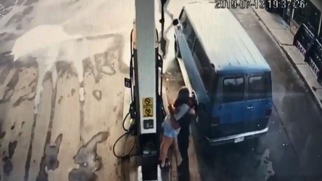 Last picture.... CCTV of Lucas Fowler and partner Chynna Dees hugging on July 13. Picture: Twitter