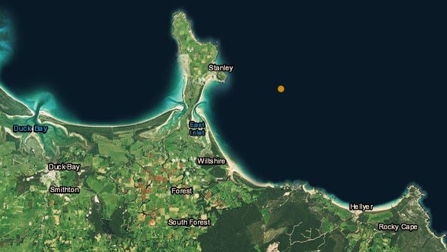 An earthquake was felt off Tasmania's North West coast last night. Picture: Geoscience Australia.