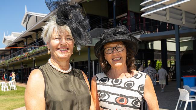 Vivian Eugster and Jayne Bade at the 2023 Darwin Cup Carnival Ladies Day. Picture: Pema Tamang Pakhrin