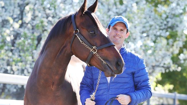 James Cummings with Broadsiding at Godolphin’s Osborne Park training site. Picture Rohan Kelly