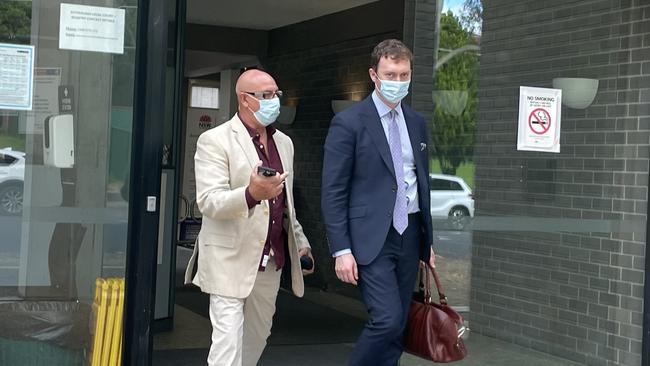 Paul Mineo (left) with his lawyer outside Sutherland Court on Thursday after being sentenced for a road rage incident in Sandy Point. Picture: Ashleigh Tullis