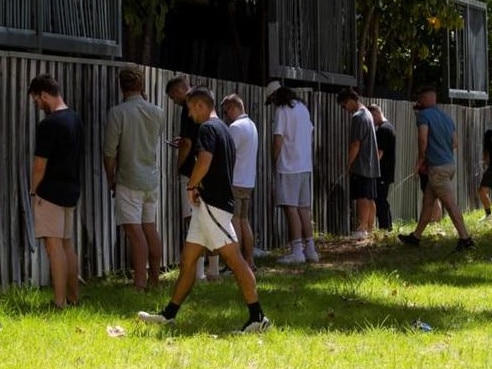 A vacant block across the road from RAC Arena turned into a public urinal at UFC 284, as 15,000 fans crammed into the venue. Credit: Matt Jelonek/The West Australian