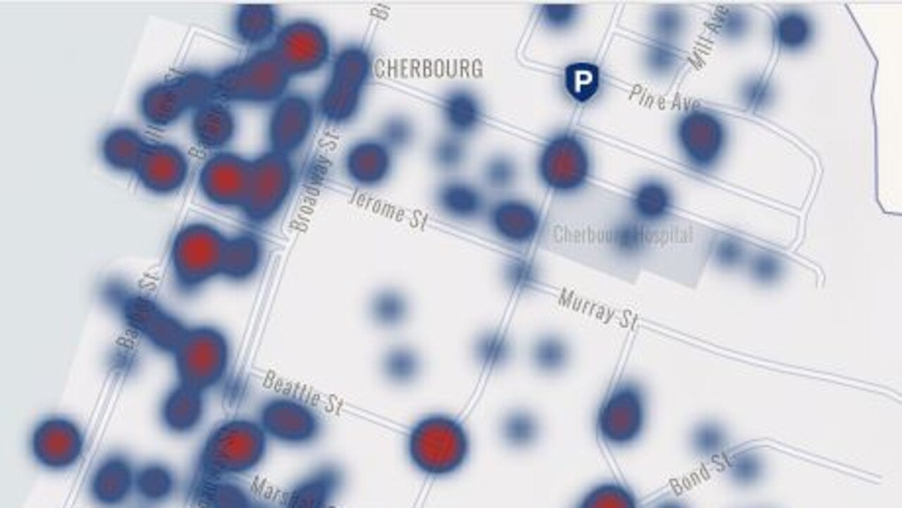 Heat map of Cherbourg from September 3 2018 – September 2 2020. (Picture: Queensland Police Service)