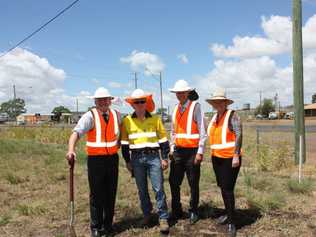 At the sod turning for works on the Warrego Highway are (from left) Federal Member for Groom Ian Macfarlane, Seymour Whyte managing director David McAdam, Member for Condamine Pat Weir and Kym Murphy from Transport and Main Roads. . Picture: Contributed