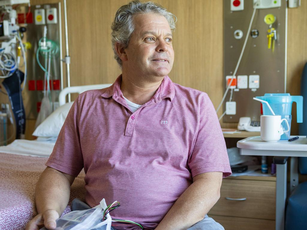 Patient Simon Toussaint says he owes his life to “the boys” at the East Sandringham Cricket Club, the ambulance service and the Victorian Heart Hospital team. Picture: Jason Edwards