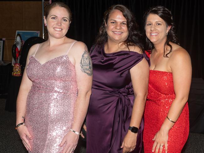 Dominique East, Jodie Scull, Natalie Hain at Mackay Mayor's Charity Ball Saturday 10 May 2025 Picture: Michaela Harlow