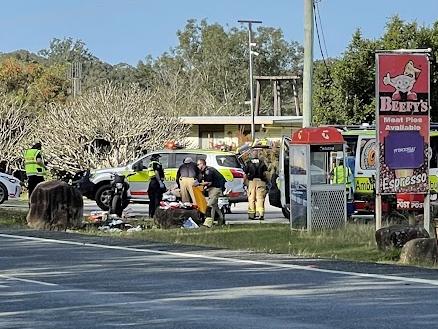 A rescue helicopter has been sent to the scene of a motorcycle crash on the Tin Can Bay Rd at Goomboorian. PHOTOS: Scott Kovacevic