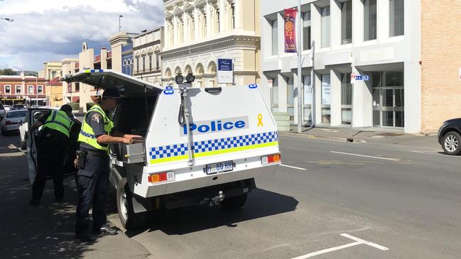 Police at the scene of the fatal crash. Picture: PATRICK GEE