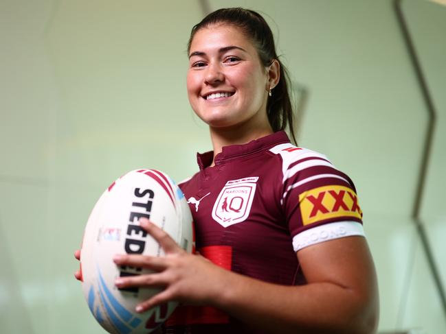 GOLD COAST, AUSTRALIA - APRIL 25: Jada Ferguson poses during a Queensland Women's State of Origin Media Opportunity at Royal Pines Resort on April 25, 2025 in Gold Coast, Australia. (Photo by Chris Hyde/Getty Images)