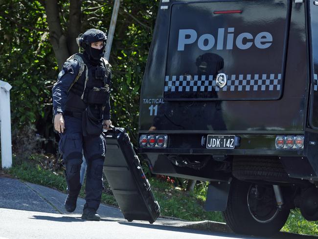 Police operation at Dudley St in Randwick on Tuesday. Picture: Sam Ruttyn