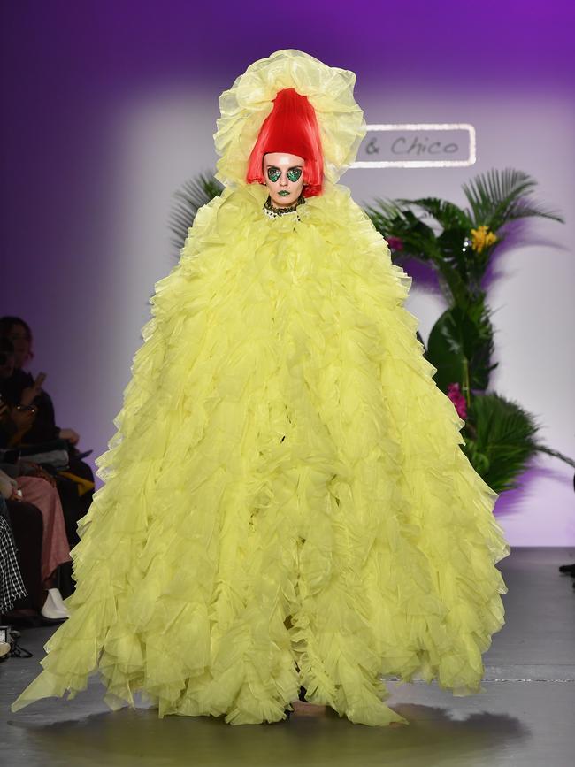 A model walks the runway at the Laurence and Chico show during New York Fashion Week. Picture: AFP