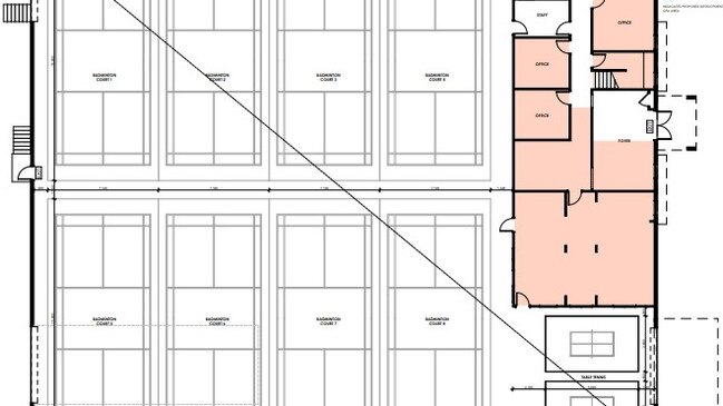 Inside plans for an eight-court, Olympic standard badminton facility at Archerfield.