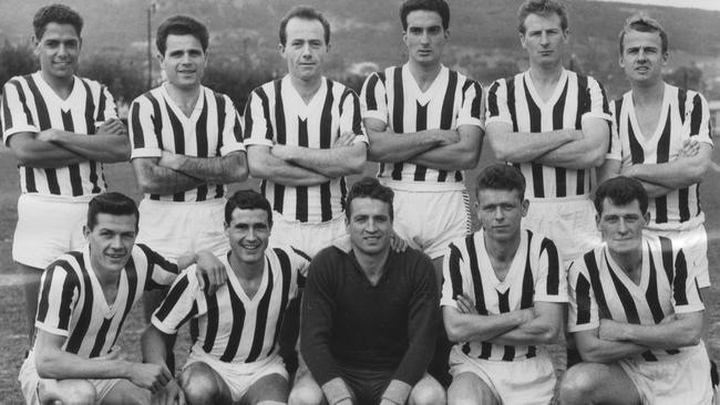 John Moriarty, top left, with his Adelaide City Juventus teammates in 1963.