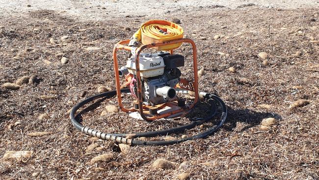 The portable pump used to drain the yacht of water on Friday. Picture : Colin James