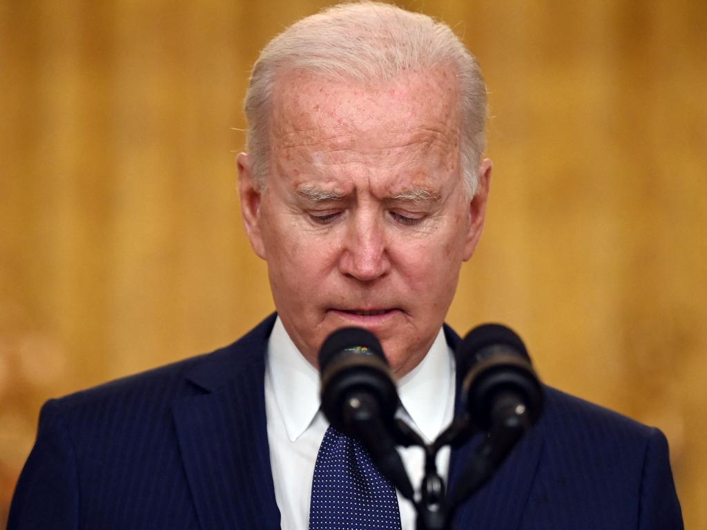 US President Joe Biden said he was ‘outraged as well as heartbroken’ about ISIS’s attacks on US soldiers at the Kabul airport. Picture: AFP