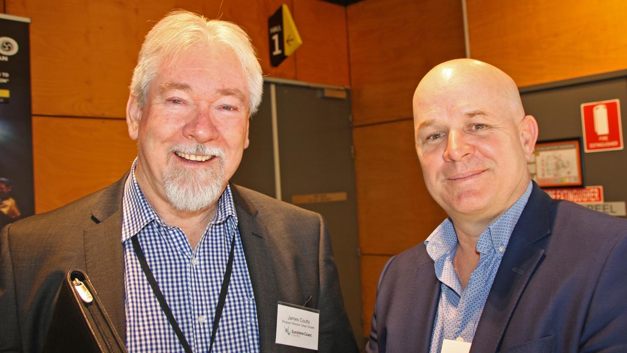 James Coutts of Sunshine Coast Council and Brent O'Neill of Urban By Design at the Sunshine Coast Design Forum, Design Shaping Our Future, at Venue 114, Bokarina.