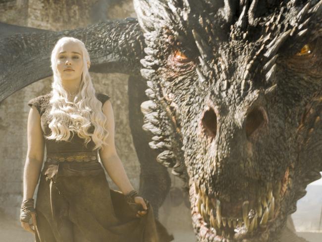 Daenerys Targaryen and her dragons on their way to Westeros to claim the Iron Throne. Picture: Foxtel