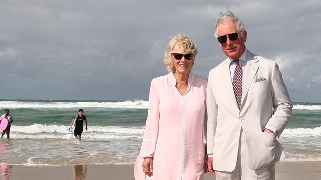 King Charles and Queen Camilla walk on Broadbeach in the Gold Coast in 2018. Picture: Mark Metcalfe/Getty Images