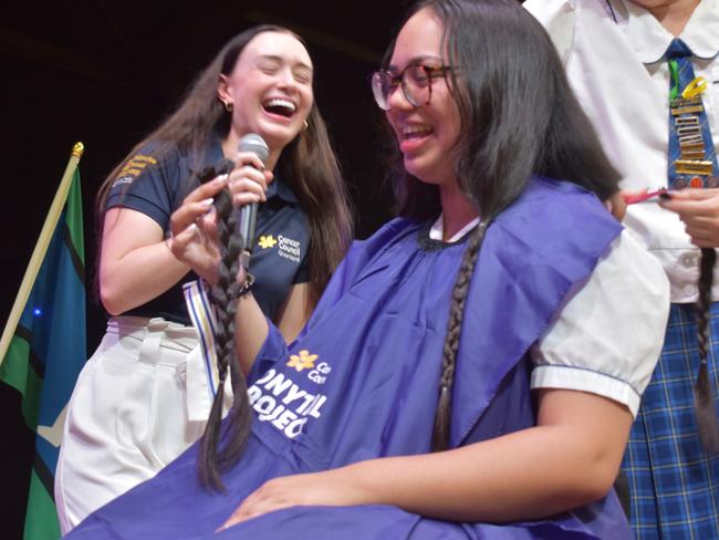 Year 12 students at Loreto College 'Rocked the Chop' for the Cancer Council's Ponytail Project.