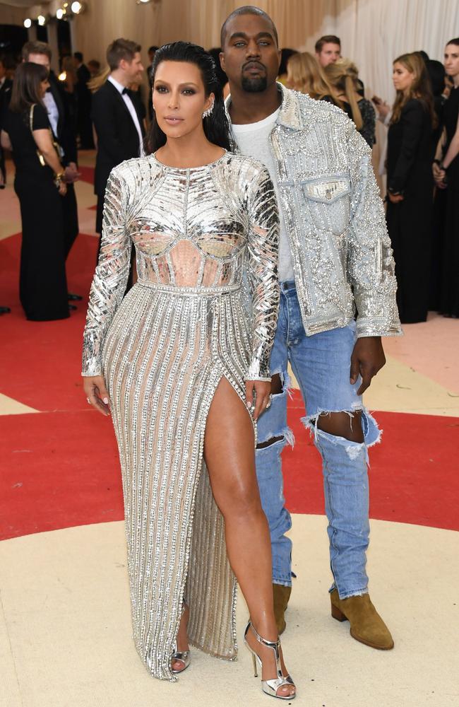 Kim Kardashian West and Kanye West in Balmain.