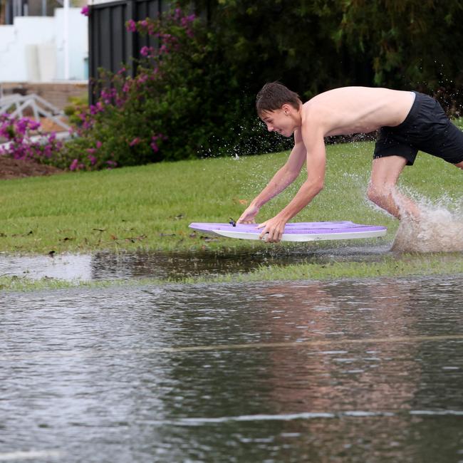 Kids make the most of the conditions.