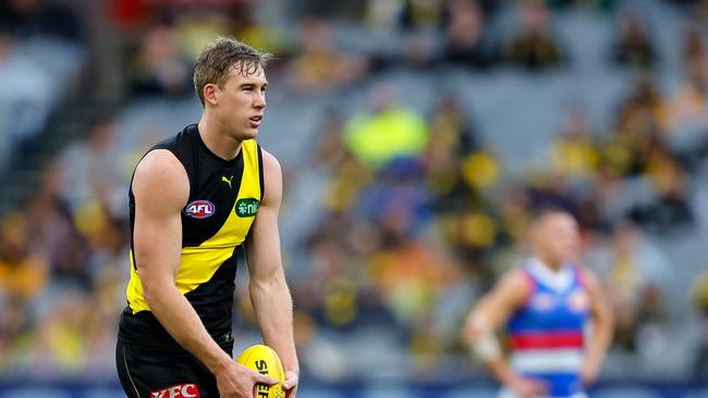 Richmond star Tom Lynch has no definitive time frame on his return but is slowly overcoming the serious foot injury which ruined his 2023 season. Picture: Dylan Burns / Getty Images