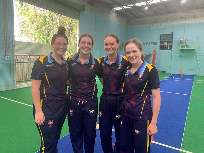 St Ursula's College Queensland indoor cricket representatives (from left) Keali Bullen, Olivia Bennett, Rachael Lewis and Jasmine Lewis.