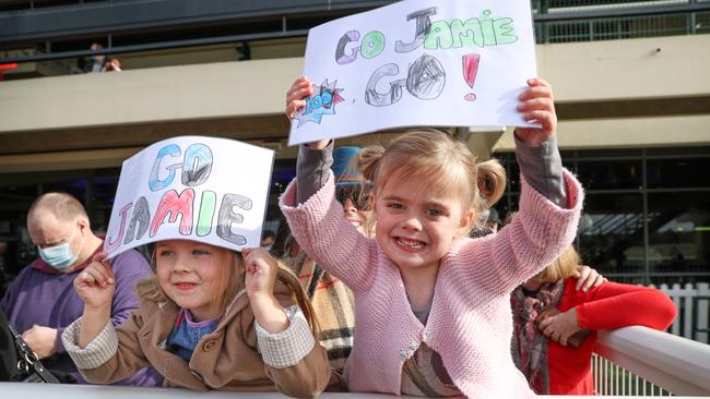 Young fans show their support for Jamie Kah. Picture: Alex Coppel