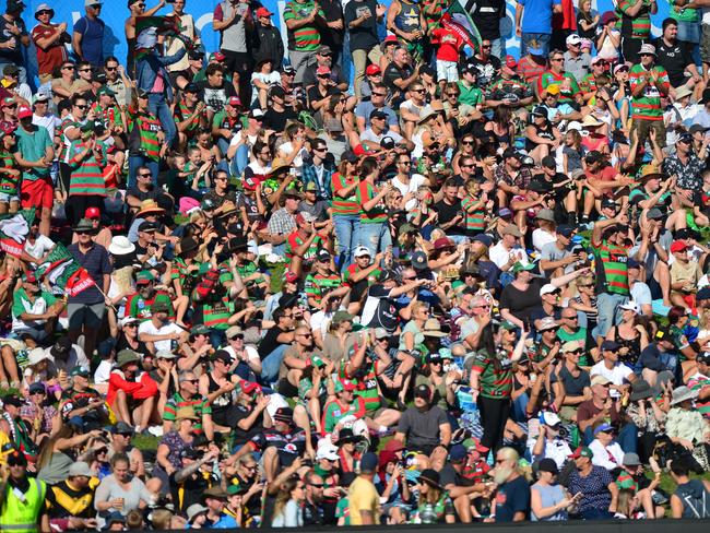 NRL action at Sunshine Coast Stadium between New Zealand Warriors and the South Sydney Rabbitohs. A record crowd of 11,912.