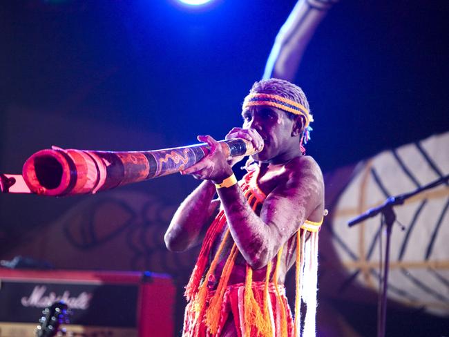 An Aboriginal musician plays didgeridoo at the Barunga Festival, to he held this weekend. Picture: Tourism NT